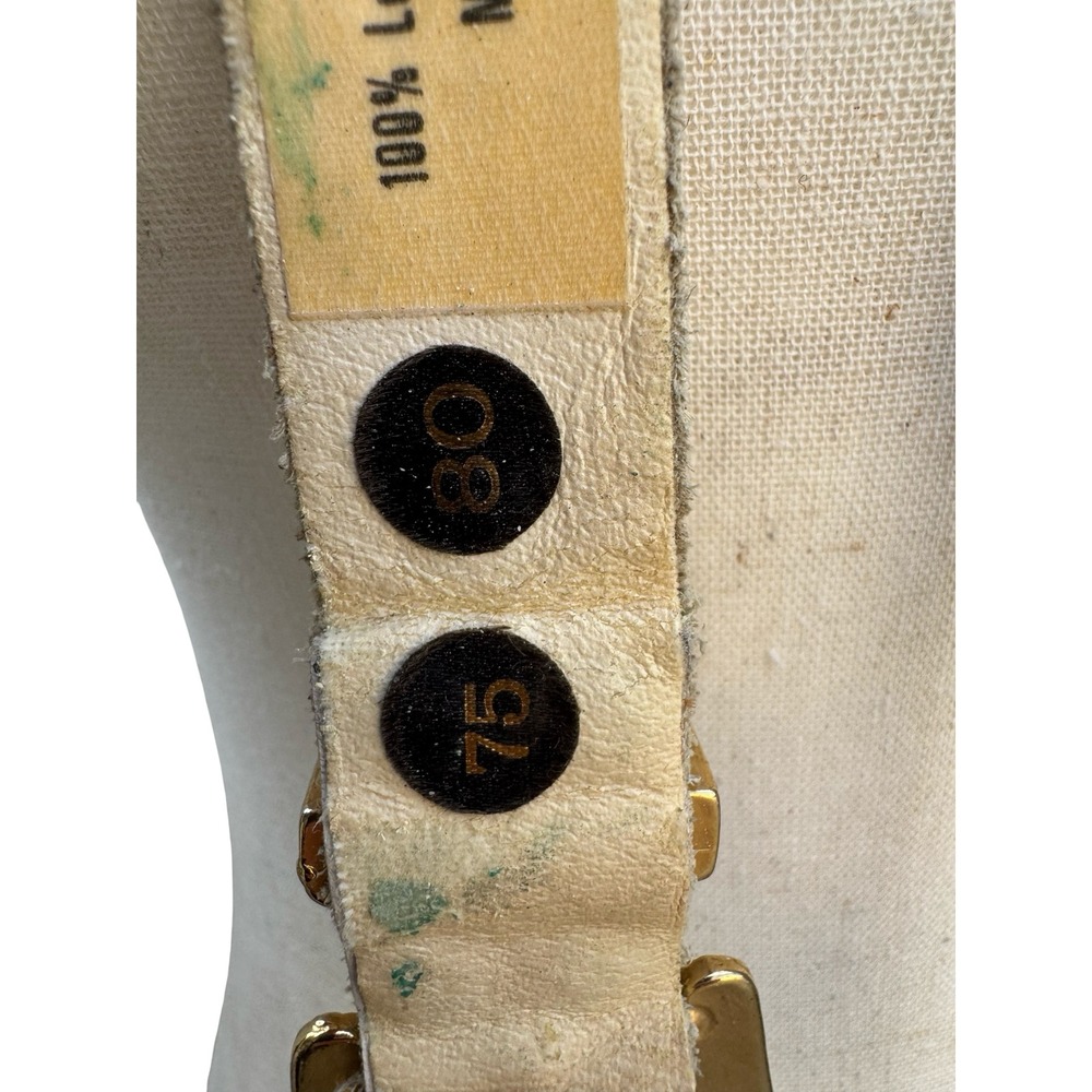Lily Farouche Munich Vintage White Leather Studded Buffalo Nickel Western Belt - Picture 10 of 13